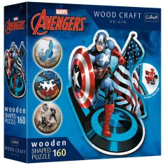 Wood Craft: Marvel - Капитан Америка 160 части премиум дървен пъзел - Trefl