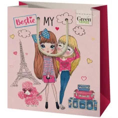 Зелена трева Bestie момичешка средно голяма подаръчна чанта 20x9x23cm