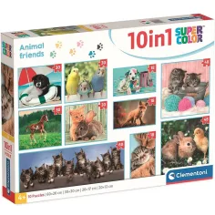 Животински приятели 10в1 супер цветна пъзел - Clementoni