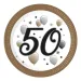 "50" години с надпис хартиена чиния комплект от 8 броя 23 см