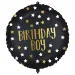 Балон с фолио за рожден ден – с надпис "Birthday Boy", черно-златисти звезди 46см