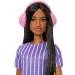 Барби: Fashionista Приятелки стилна модна кукла с слушалки в лилава рокля – Mattel изображение 3
