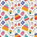 Опаковъчна хартия с мотиви на торта и подаръци 100x70cm