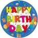 Весел рожден ден "Happy Birthday" надпис парти чиния 8бр. комплект